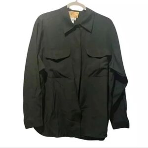 Fred David Womens Button Down Shirt Top Green Size Large Collared